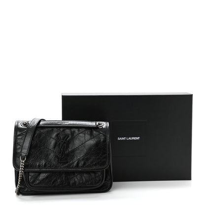Saint Laurent Crinkled Lambskin Matelasse Monogram Baby Niki Chain Satchel Black 12 of 12