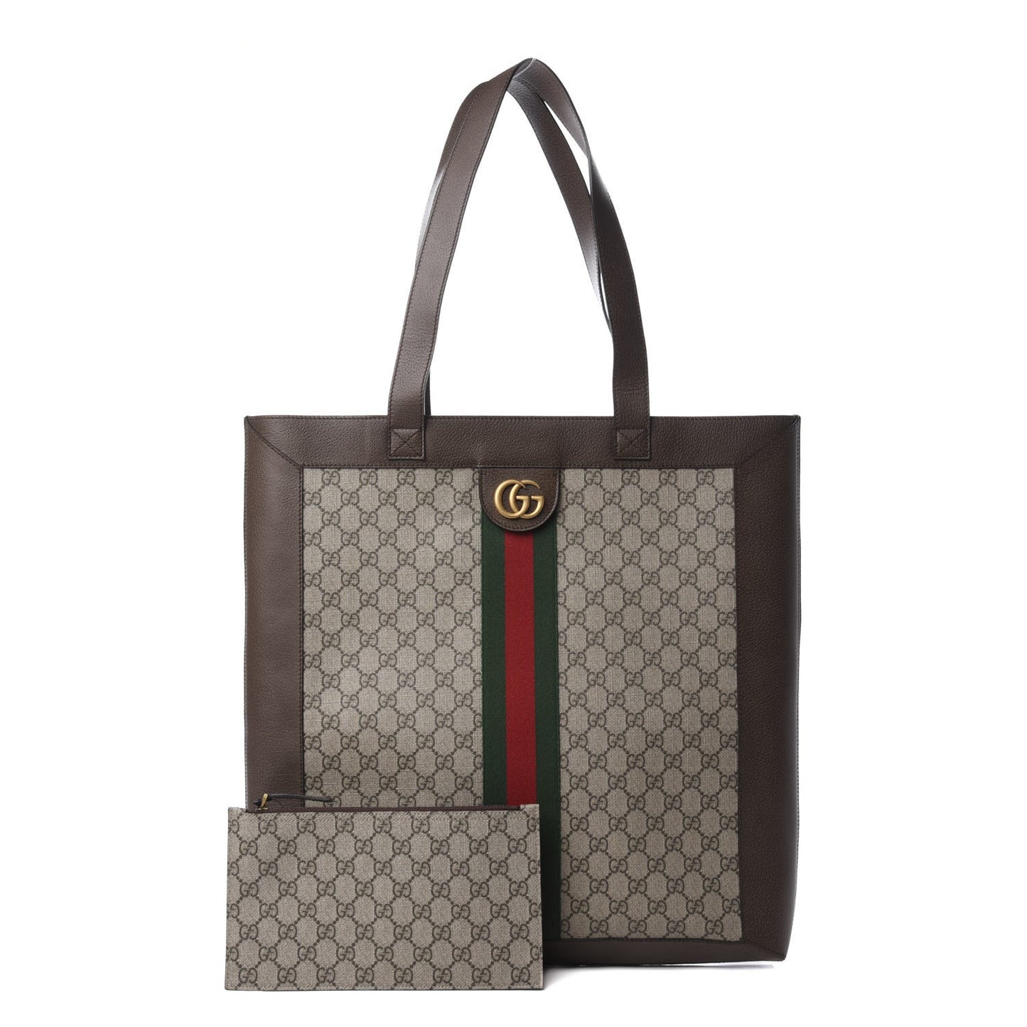 GG Supreme Monogram Web Large Ophidia Vertical Shopping Tote Brown
