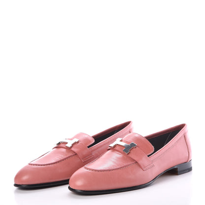 Hermes Goatskin Paris Loafers 37.5 Rouge Blush 3 of 8