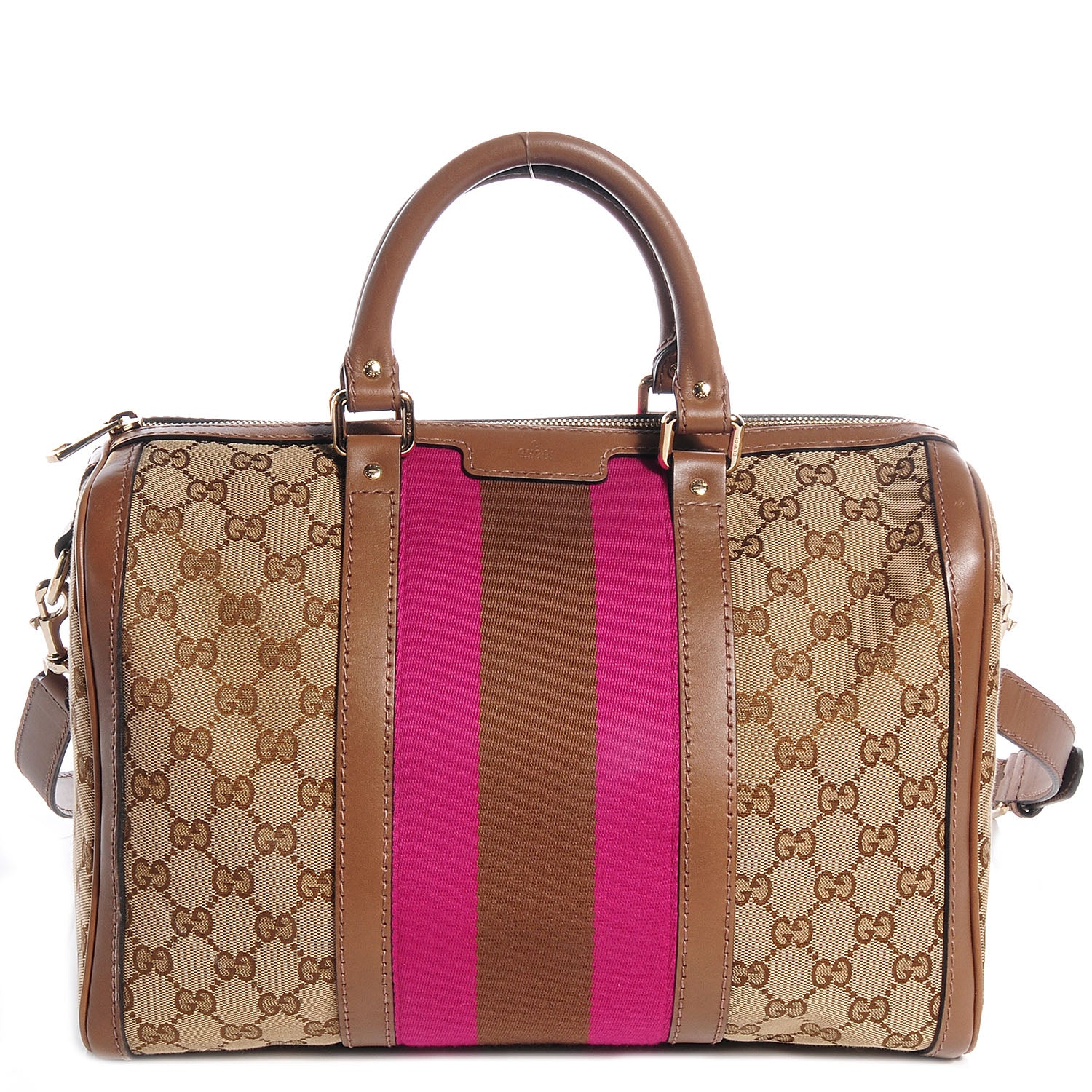 Gucci Monogram Vintage Web Medium Boston Maple Brown 1 of 9