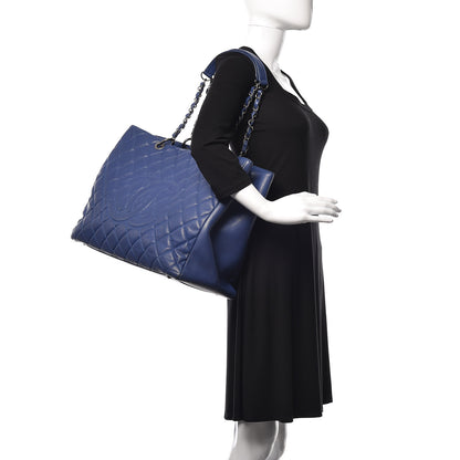 Chanel Caviar Quilted XXL Grand Shopping Tote GST Navy Blue 2 of 20