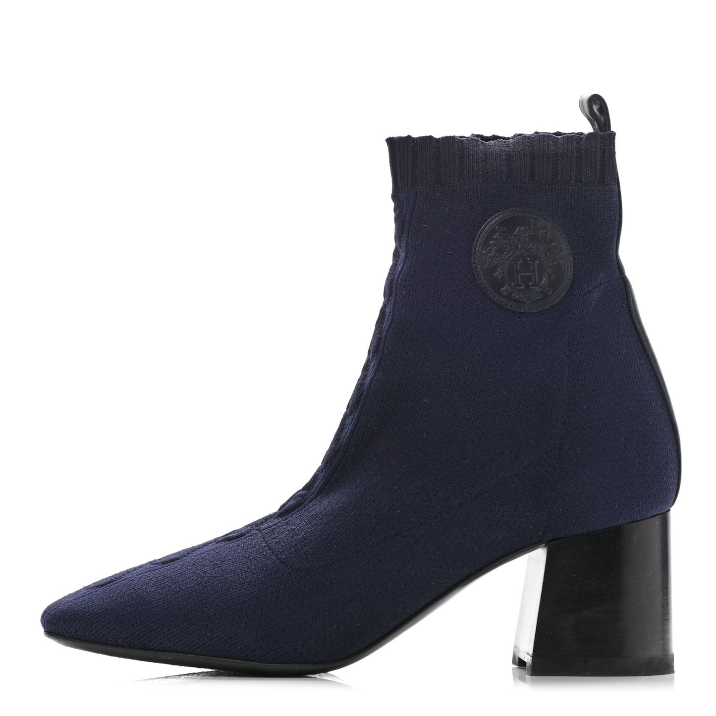 Knit Calfskin Volver Ankle Boots 38.5 Bleu Diplomatique