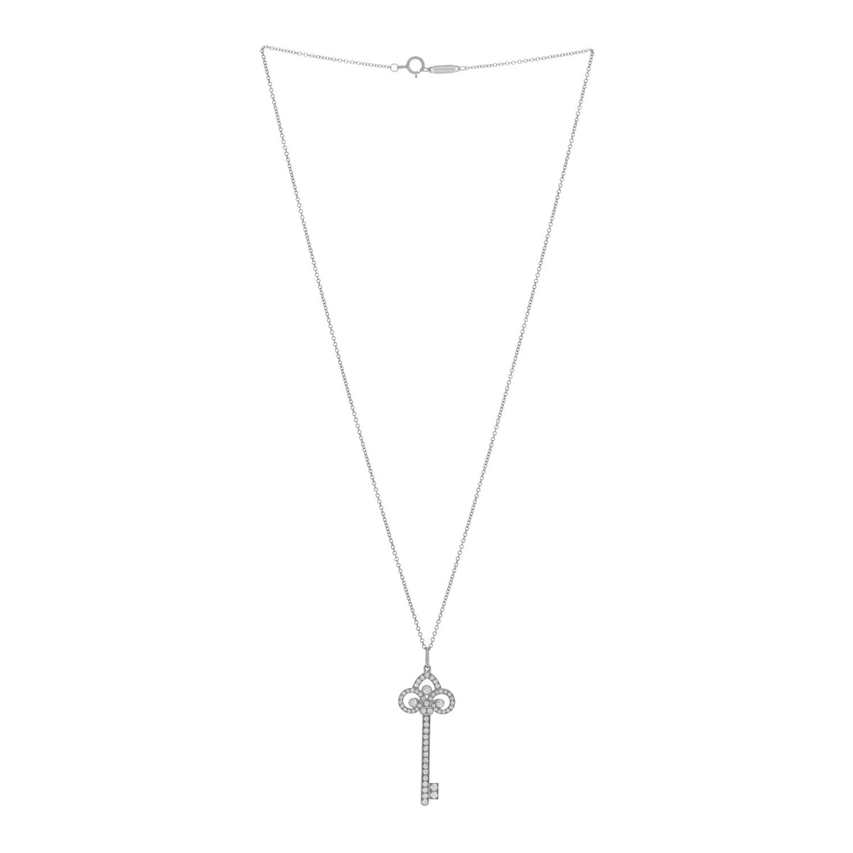Platinum Diamond .41ct Fleur De Lis Key Pendant Necklace