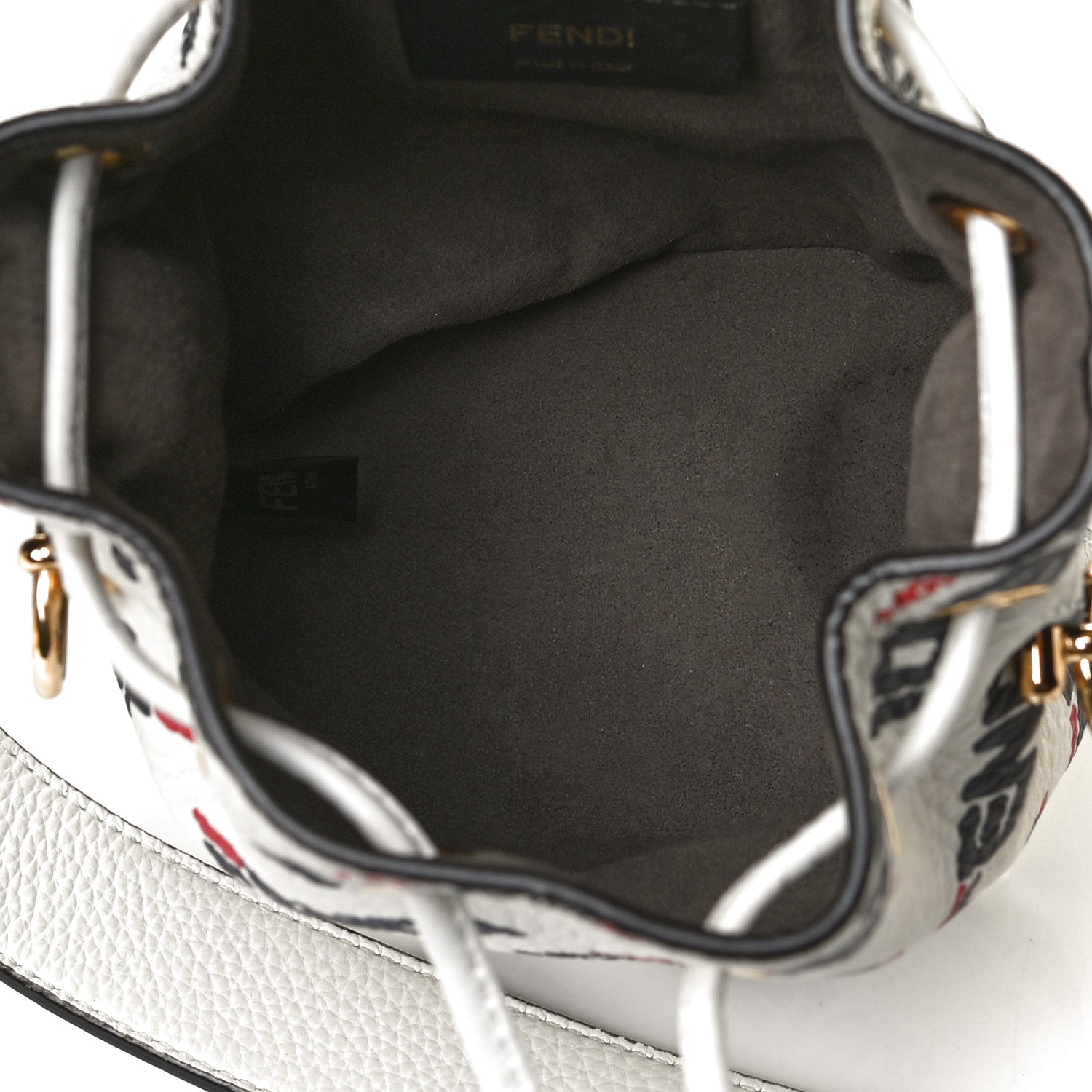 Fendi X FILA Vitello F is Fendi Mania Mini Mon Tresor Bucket Bag White 5 of 12