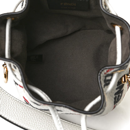 Fendi X FILA Vitello F is Fendi Mania Mini Mon Tresor Bucket Bag White 5 of 12