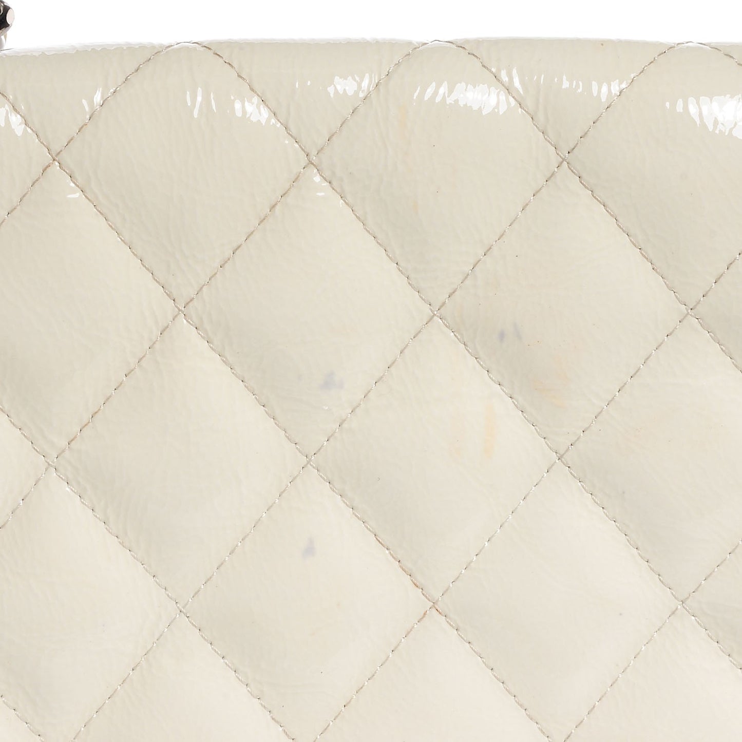 Distressed Patent Jumbo Single Flap White
