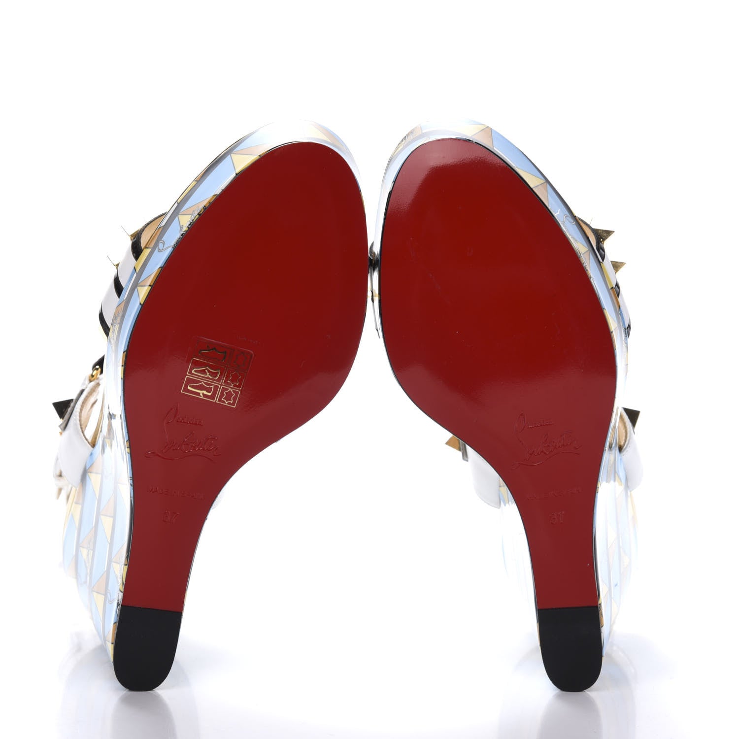 Christian Louboutin Studded Griotta 110 Wedges 37 Multicolor 6 of 8