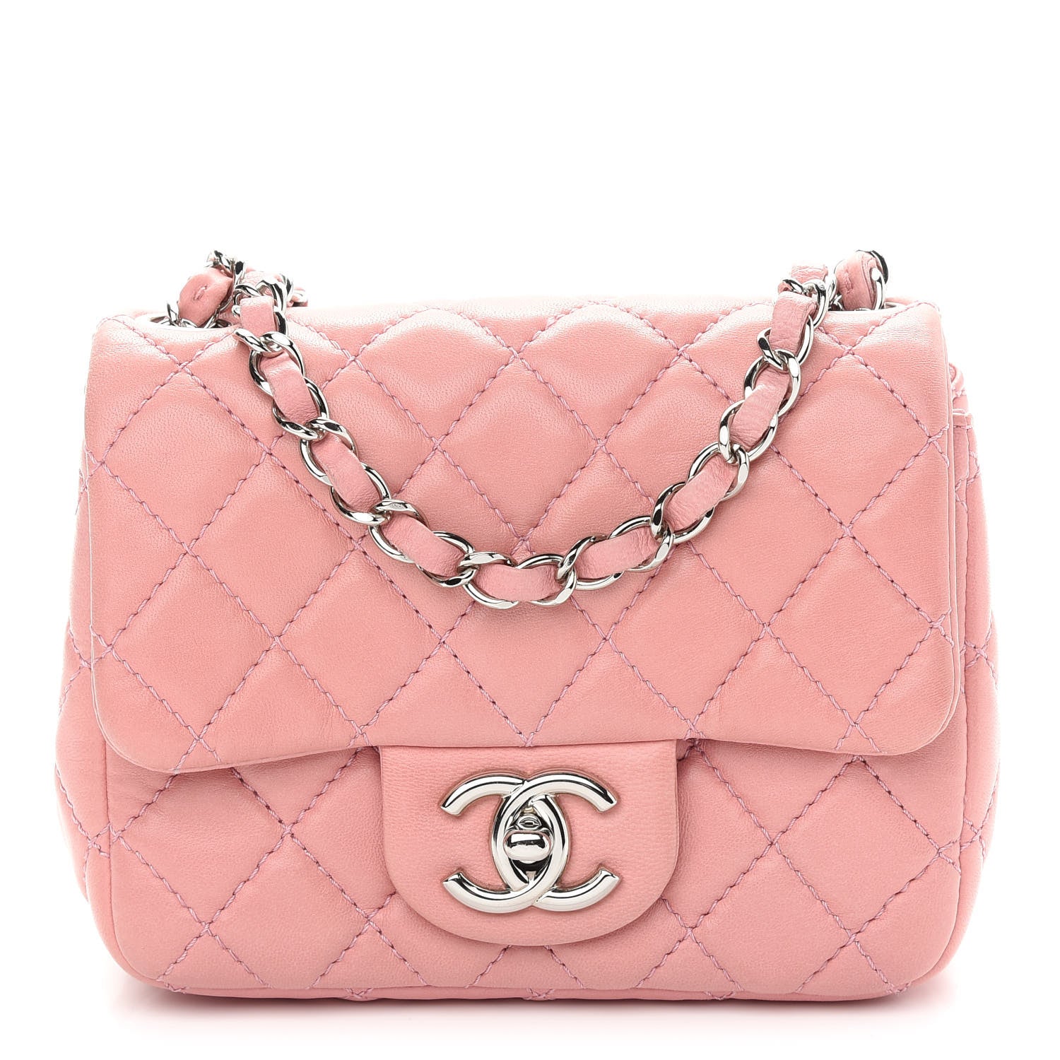 Chanel Lambskin Quilted Mini Square Flap Pink 1 of 8