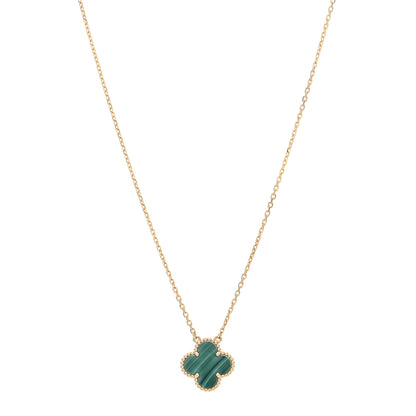 Van Cleef & Arpels 18K Yellow Gold Malachite Vintage Alhambra Pendant Necklace 1 of 4