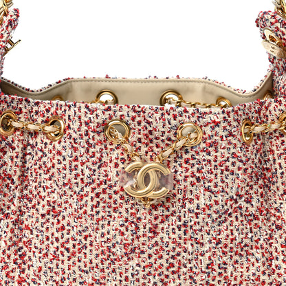 Chanel Tweed Quilted Mini Chanel 25 Handbag Ecru Red Blue 8 of 10