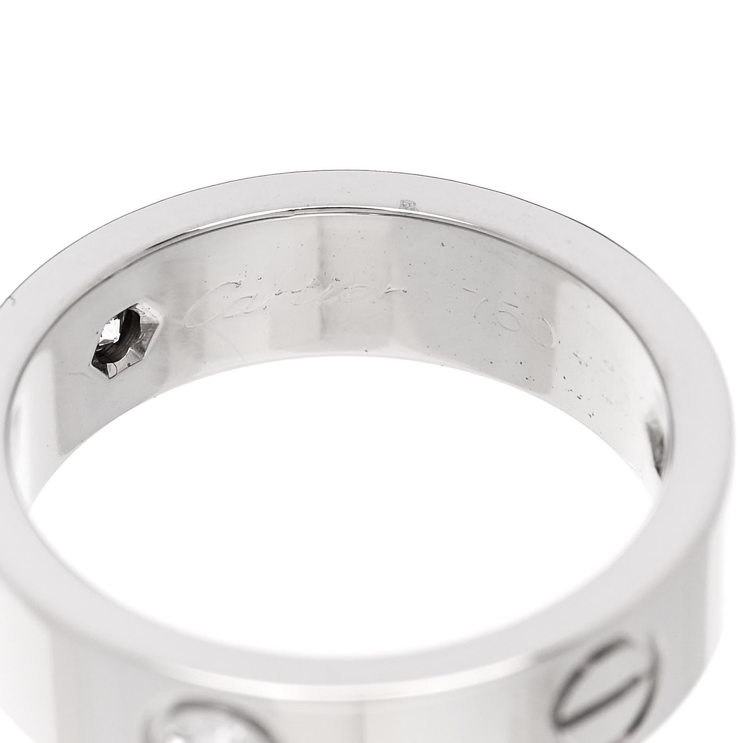 Cartier 18K White Gold 3 Diamond 5.5mm LOVE Ring 53 6.5 4 of 6
