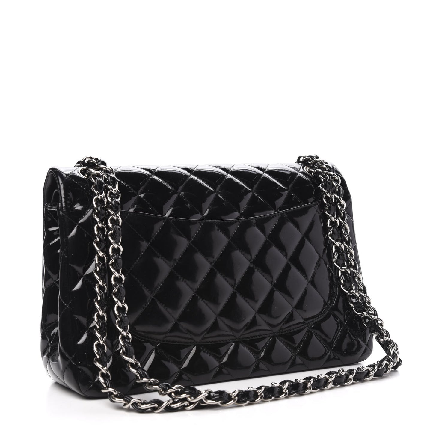 Patent Quilted Jumbo Double Flap Black