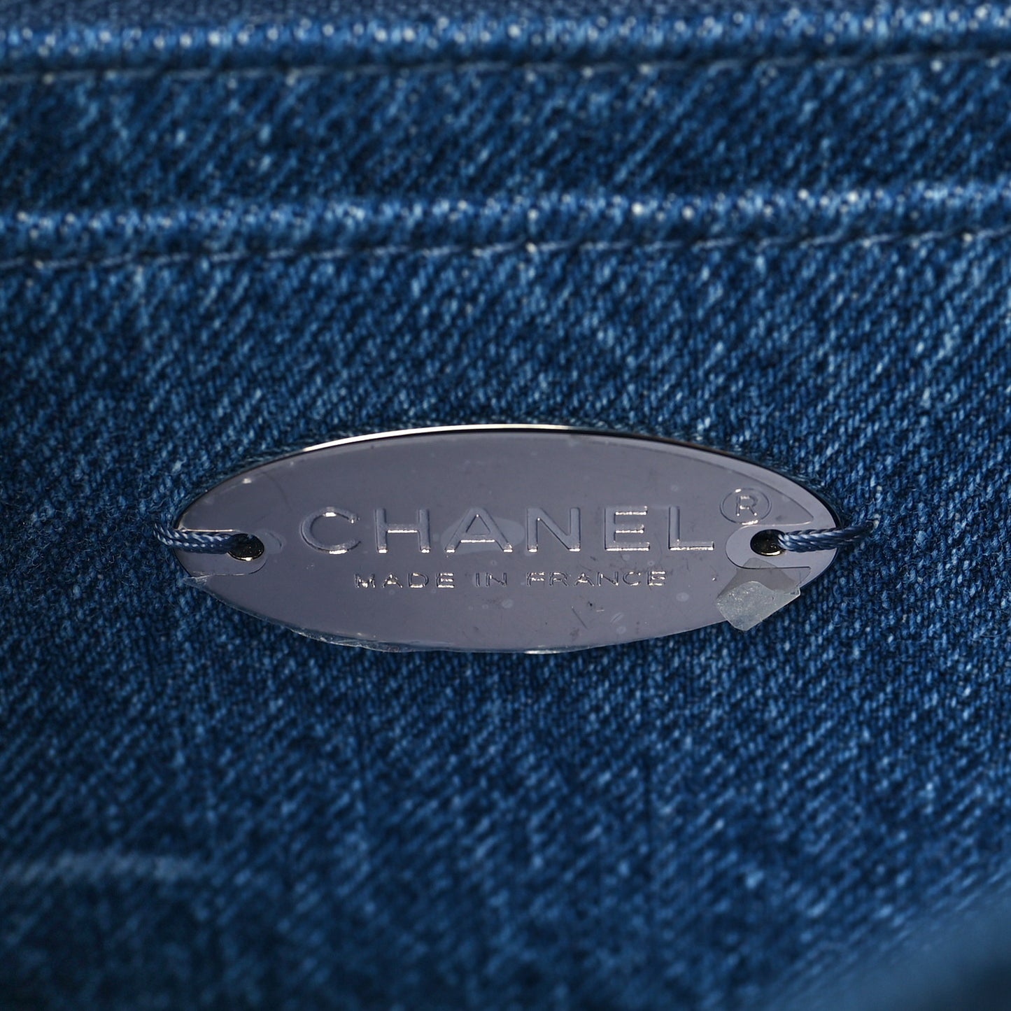 Denim Quilted CC Print Jumbo Single Flap Blue