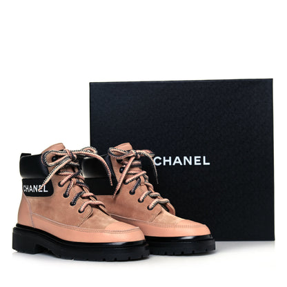 Chanel Suede Calfskin Lace Up Boots 36.5 Pink 11 of 11