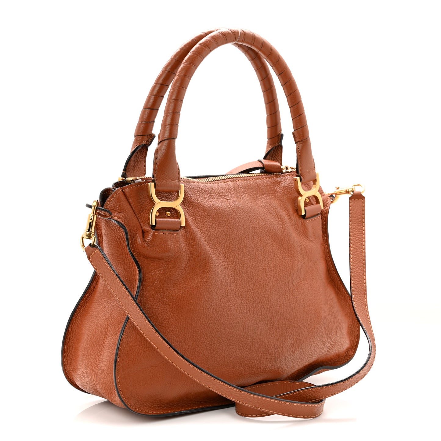 Calfskin Braided Medium Marcie Double Carry Tan
