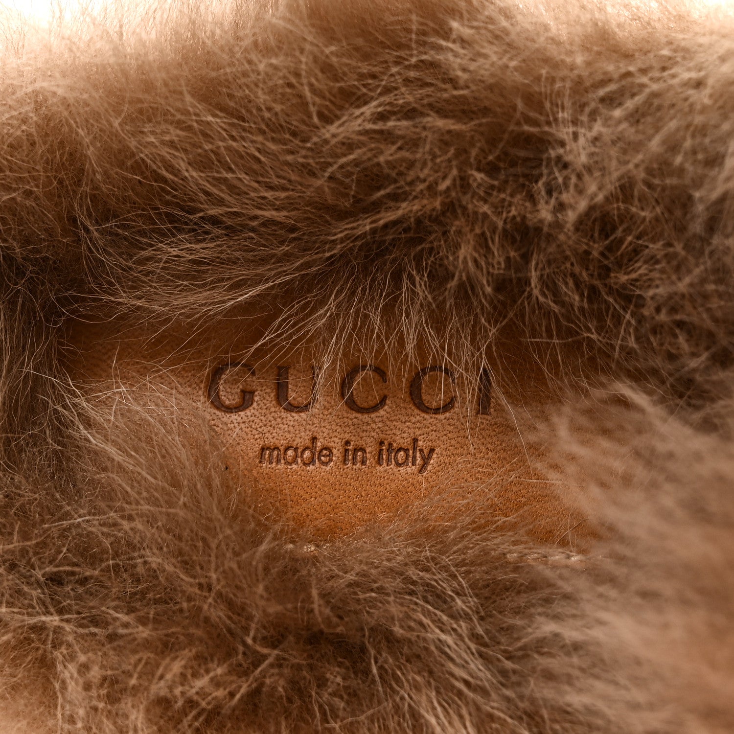 Gucci Velvet GG Monogram Fur Womens Princetown Slippers 38 Brown Black Natural 9 of 10