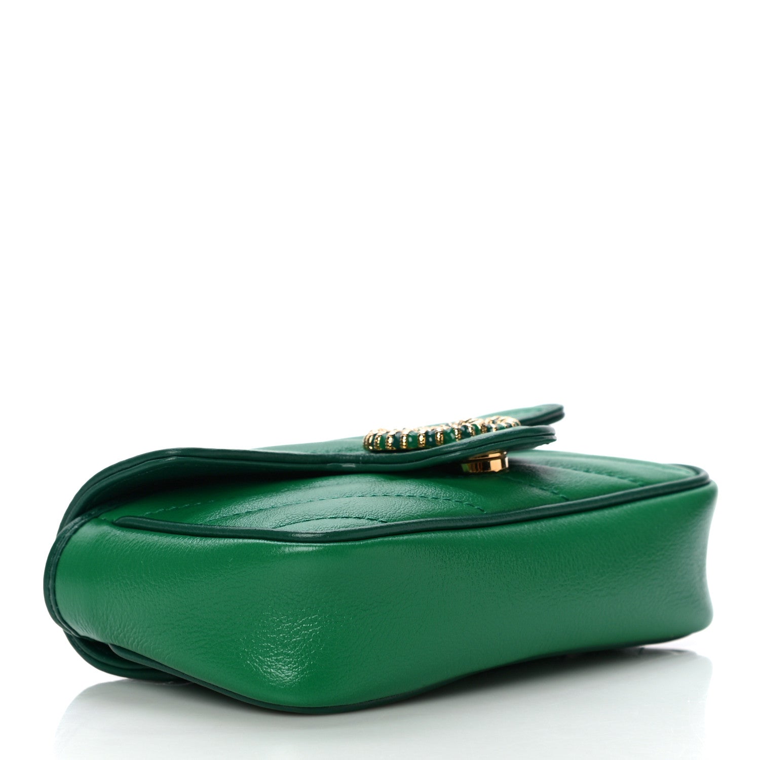 Gucci Azalea Calfskin Enamel Matelasse Diagonal Super Mini Torchon GG Marmont Shoulder Bag New Shamarock Emerald 4 of 11