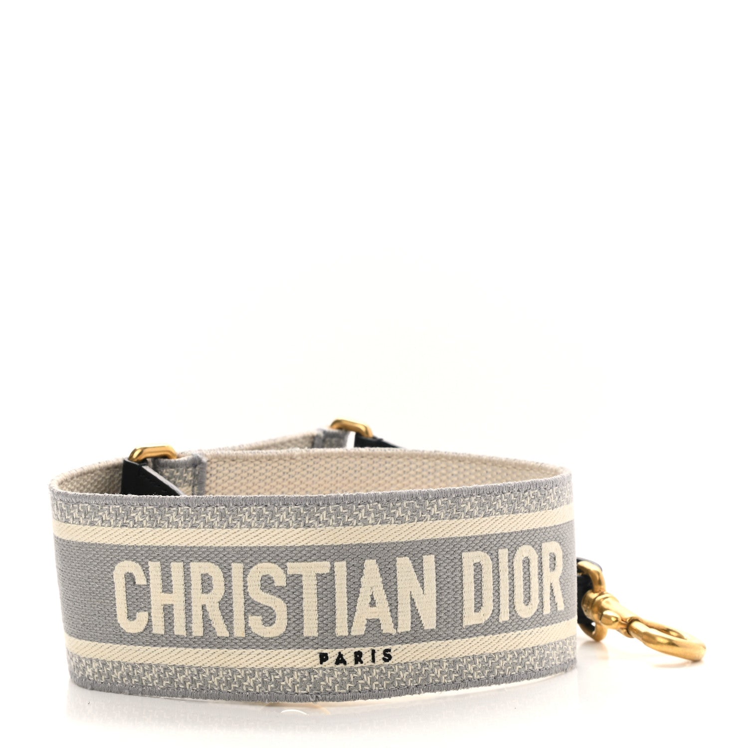 Christian Dior Canvas Embroidered Shoulder Strap Grey 1 of 4