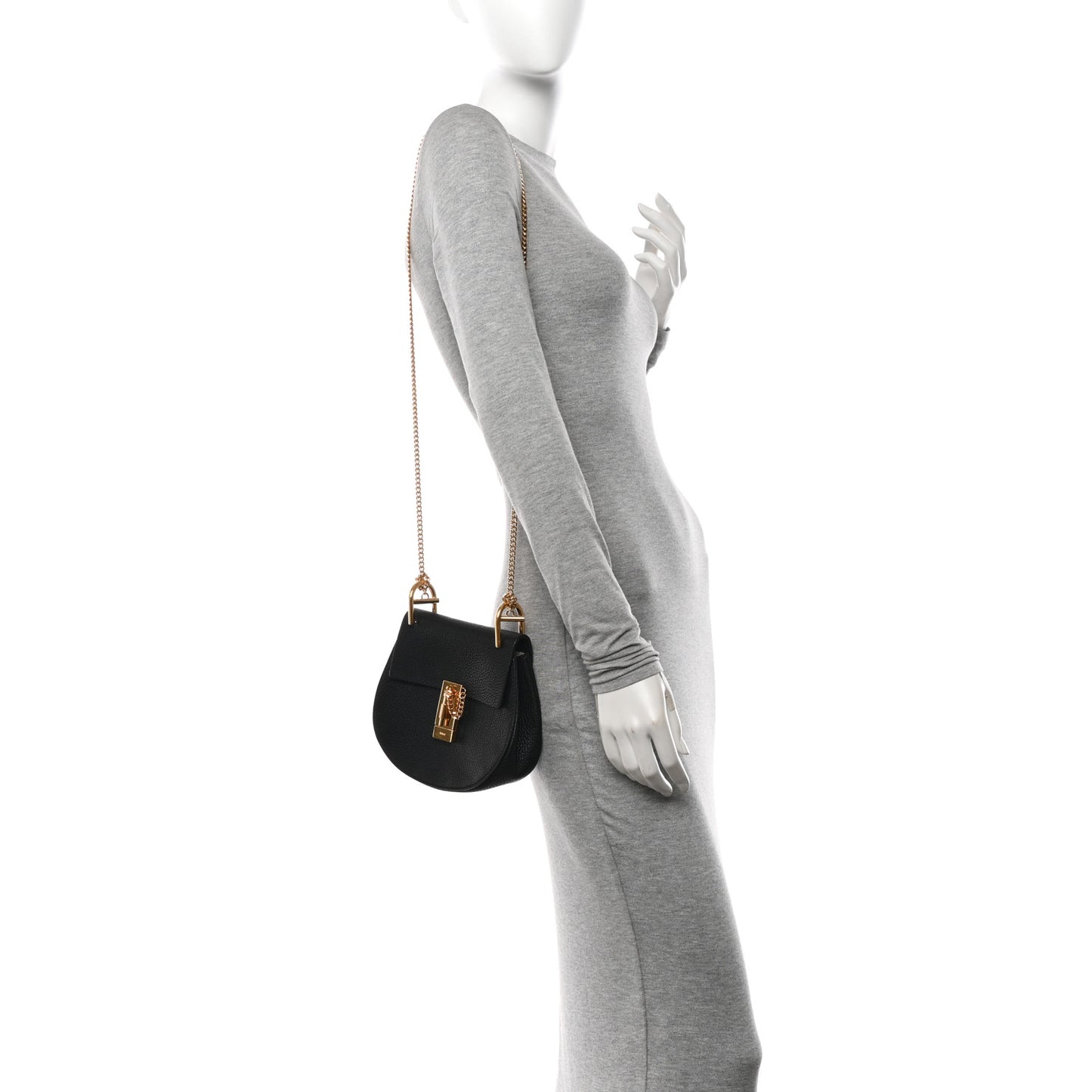 Grained Lambskin Mini Drew Shoulder Bag Black