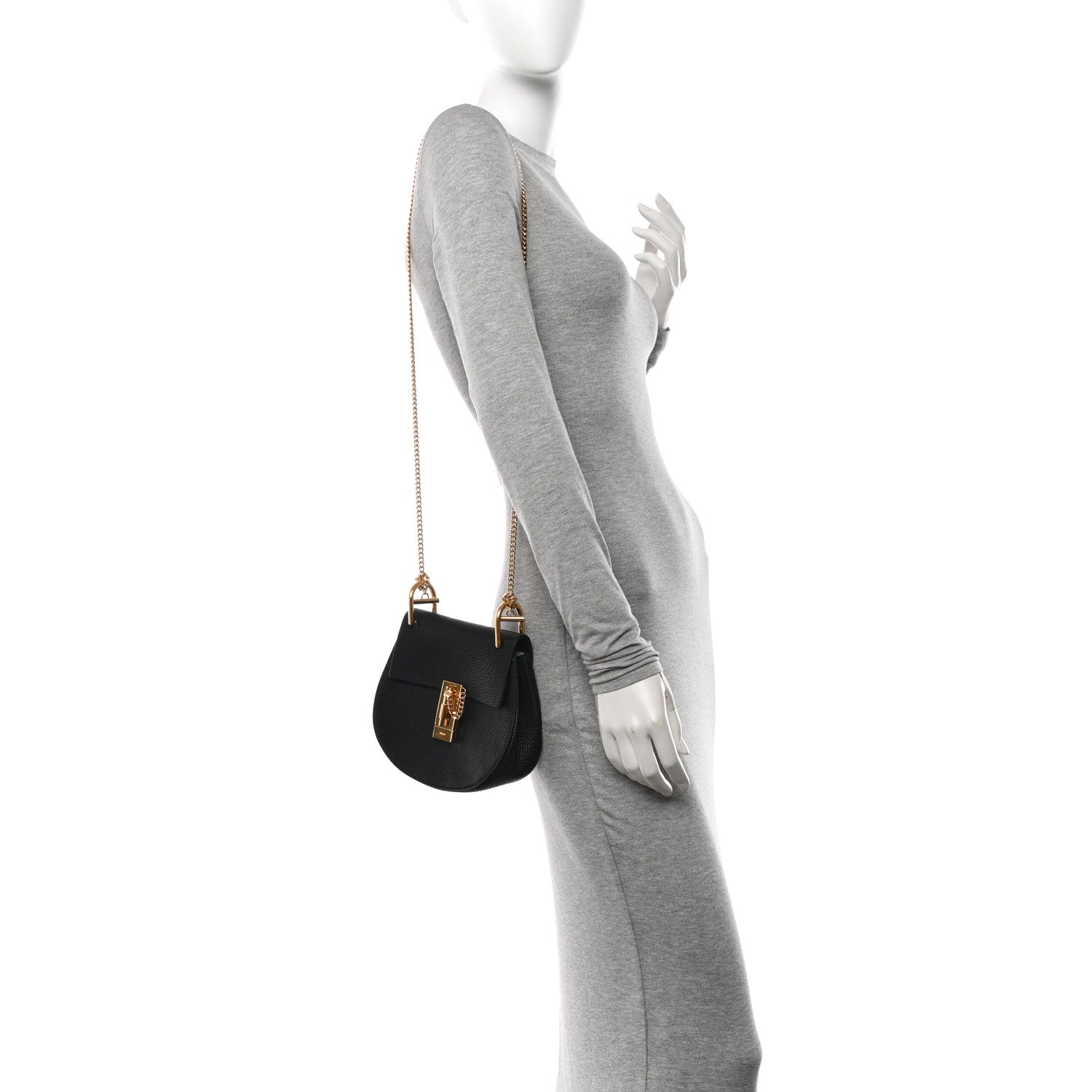 Chloe Grained Lambskin Mini Drew Shoulder Bag Black 2 of 11