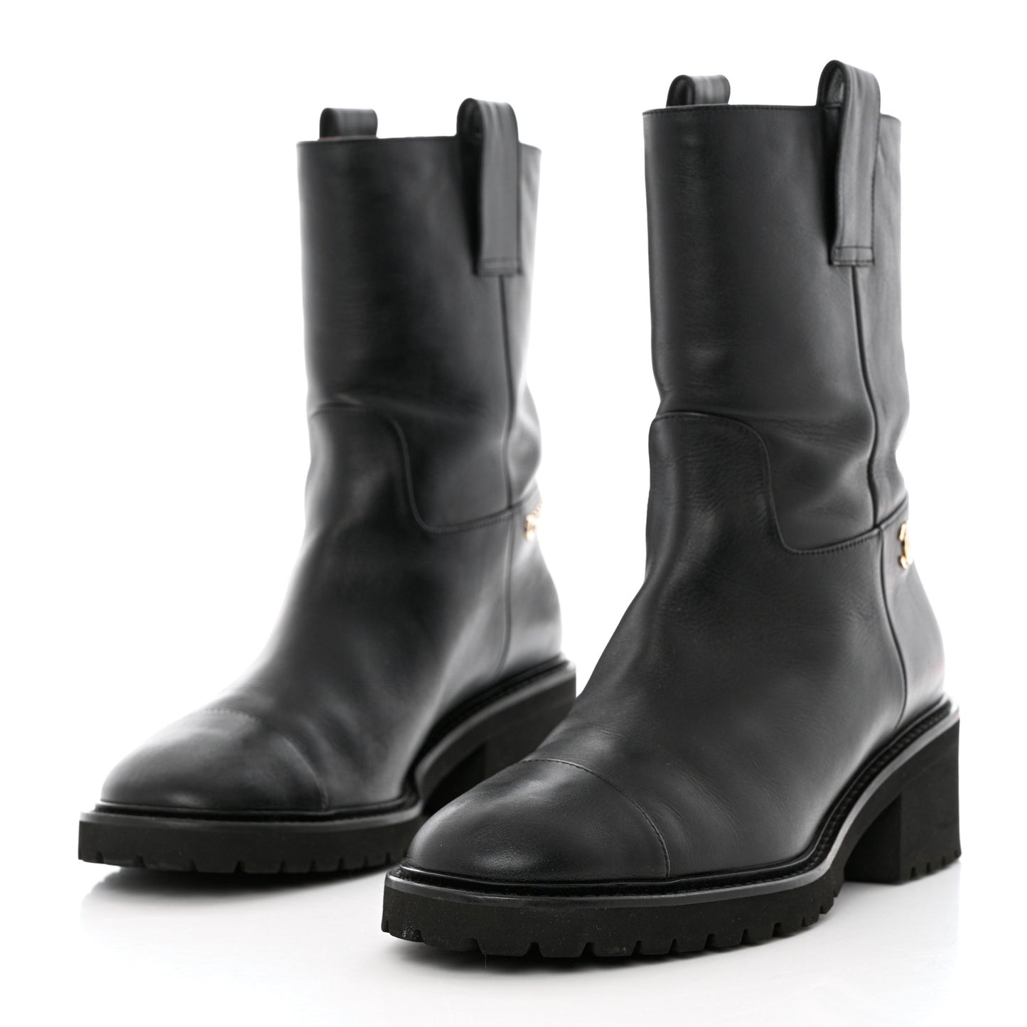 Calfskin CC Ankle Boots 38.5 Black