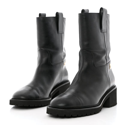 Chanel Calfskin CC Ankle Boots 38.5 Black 3 of 10