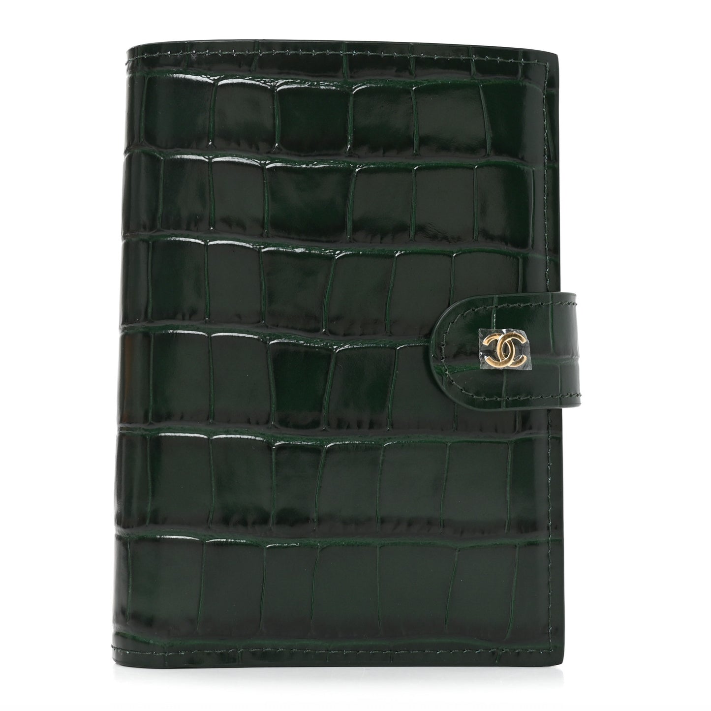 Calfskin Crocodile Embossed Crococo Passport Holder Emerald