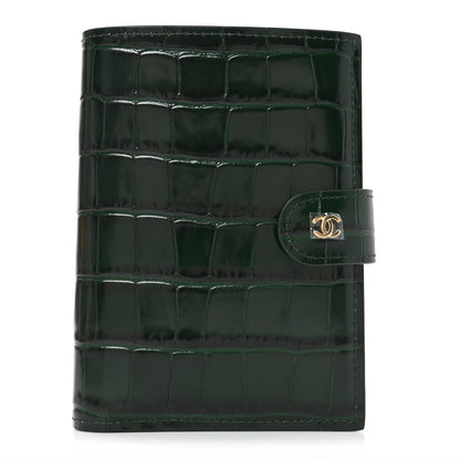Chanel Calfskin Crocodile Embossed Crococo Passport Holder Emerald 1 of 8