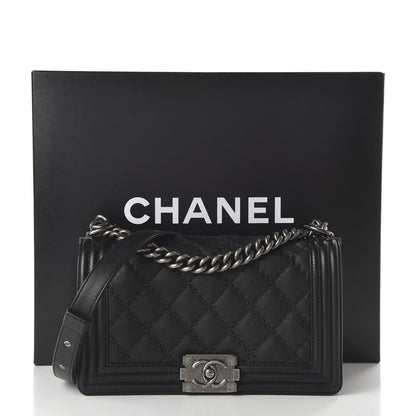 Chanel Calfskin Double Stitch Medium Boy Flap Black 10 of 10