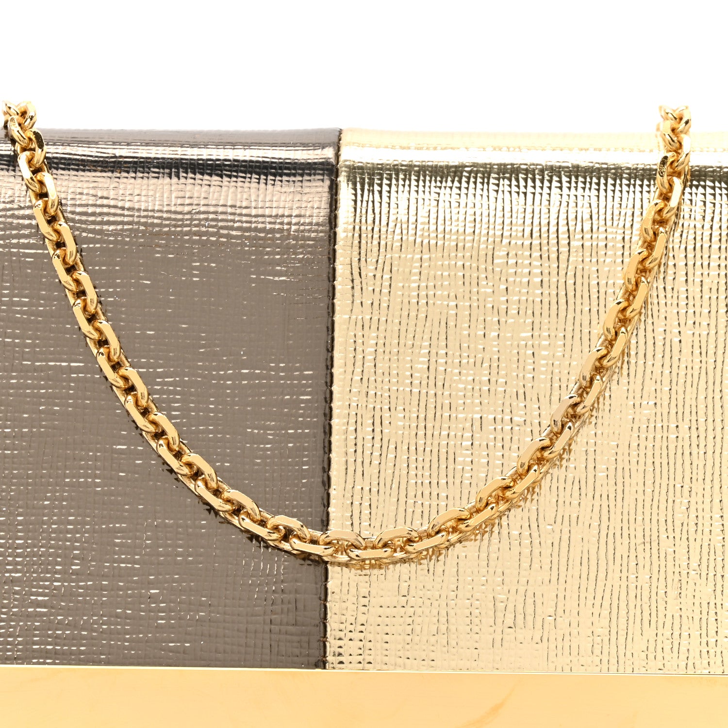 Fendi Vitello Mirror Elite Bi-Color Mini Rush Clutch Bronze Gold 8 of 11