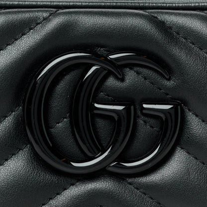 Gucci Calfskin Matelasse Monochrome Small GG Marmont Chain Shoulder Bag Black 8 of 11