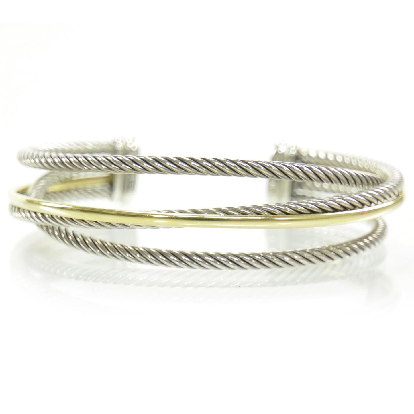 Sterling Silver and 18k Gold Crossover Cuff