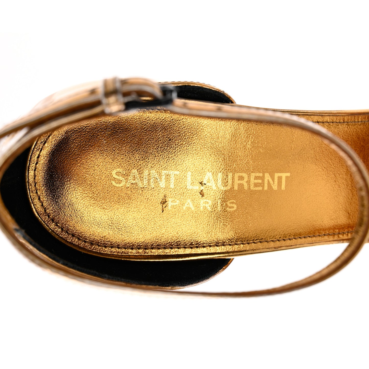 Metallic Lambskin Amber 105 Ankle Strap Sandals 38 Egypt Gold