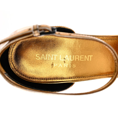Saint Laurent Metallic Lambskin Amber 105 Ankle Strap Sandals 38 Egypt Gold 7 of 9