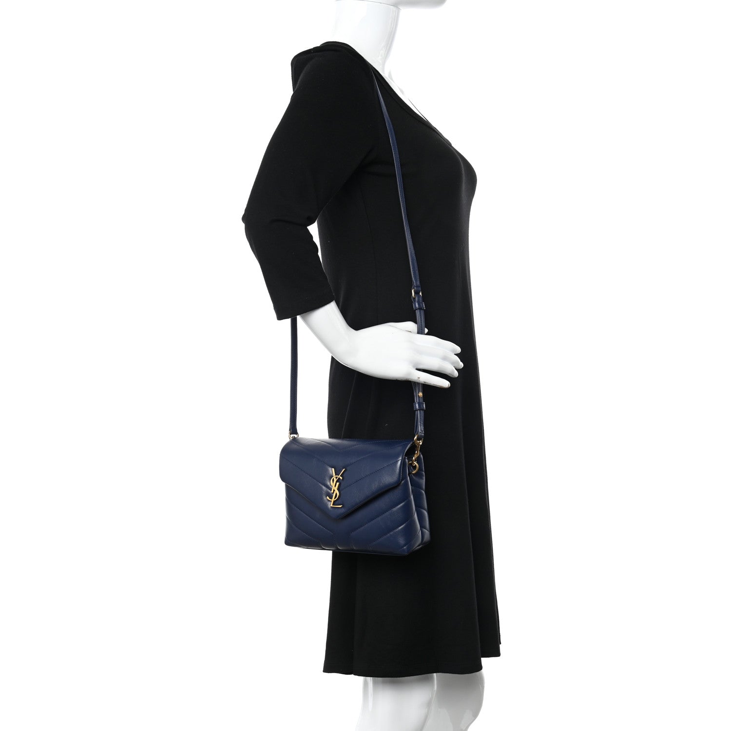 Saint Laurent Calfskin Y Quilted Monogram Toy Loulou Crossbody Bag Denim 2 of 16