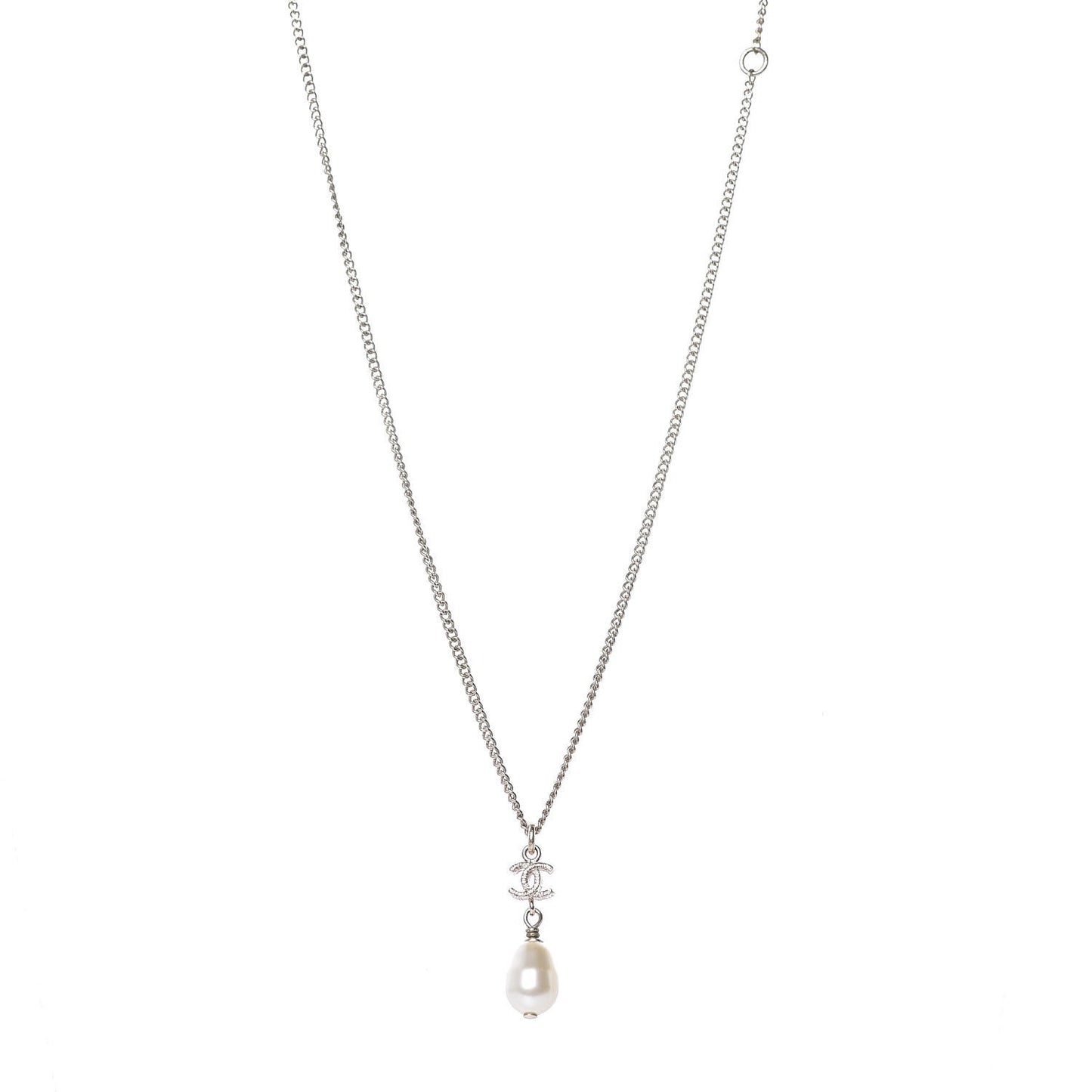Pearl CC Drop Necklace Gold