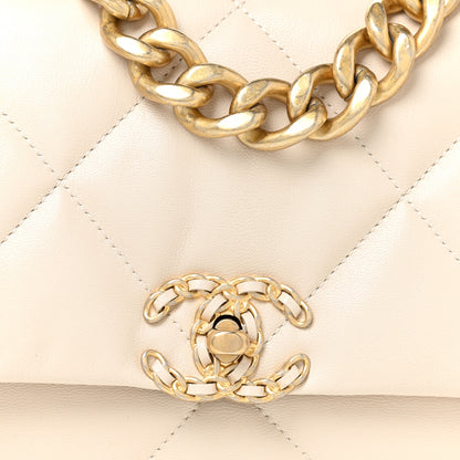 Chanel Goatskin Quilted Large Chanel 19 Flap Light Beige 8 of 12