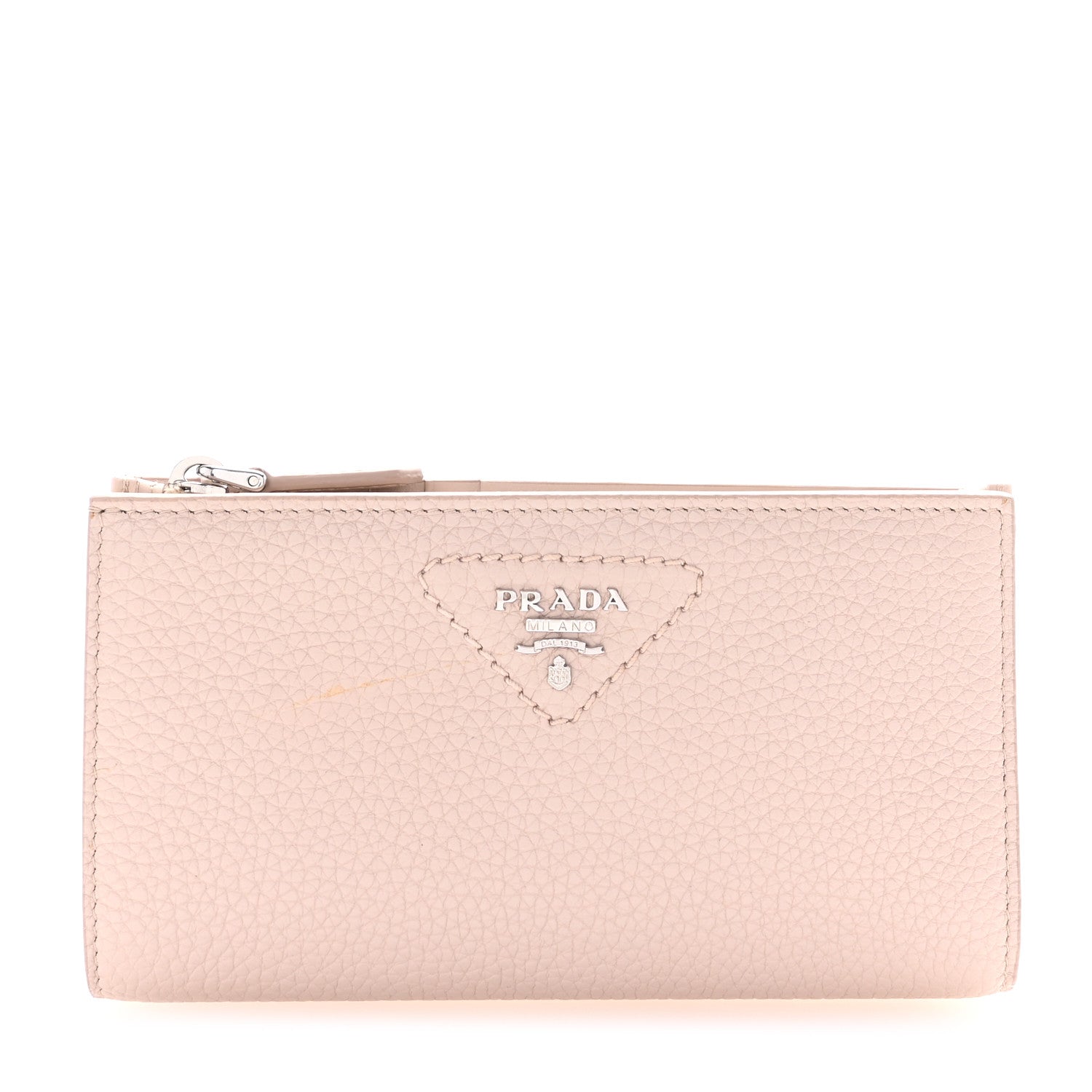 Prada Vitello Daino Triangle Continental Zip Wallet Ninfea 1 of 8