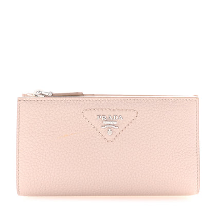 Prada Vitello Daino Triangle Continental Zip Wallet Ninfea 1 of 8
