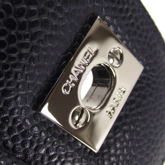 Caviar JUMBO Classic Flap Dark Navy Blue