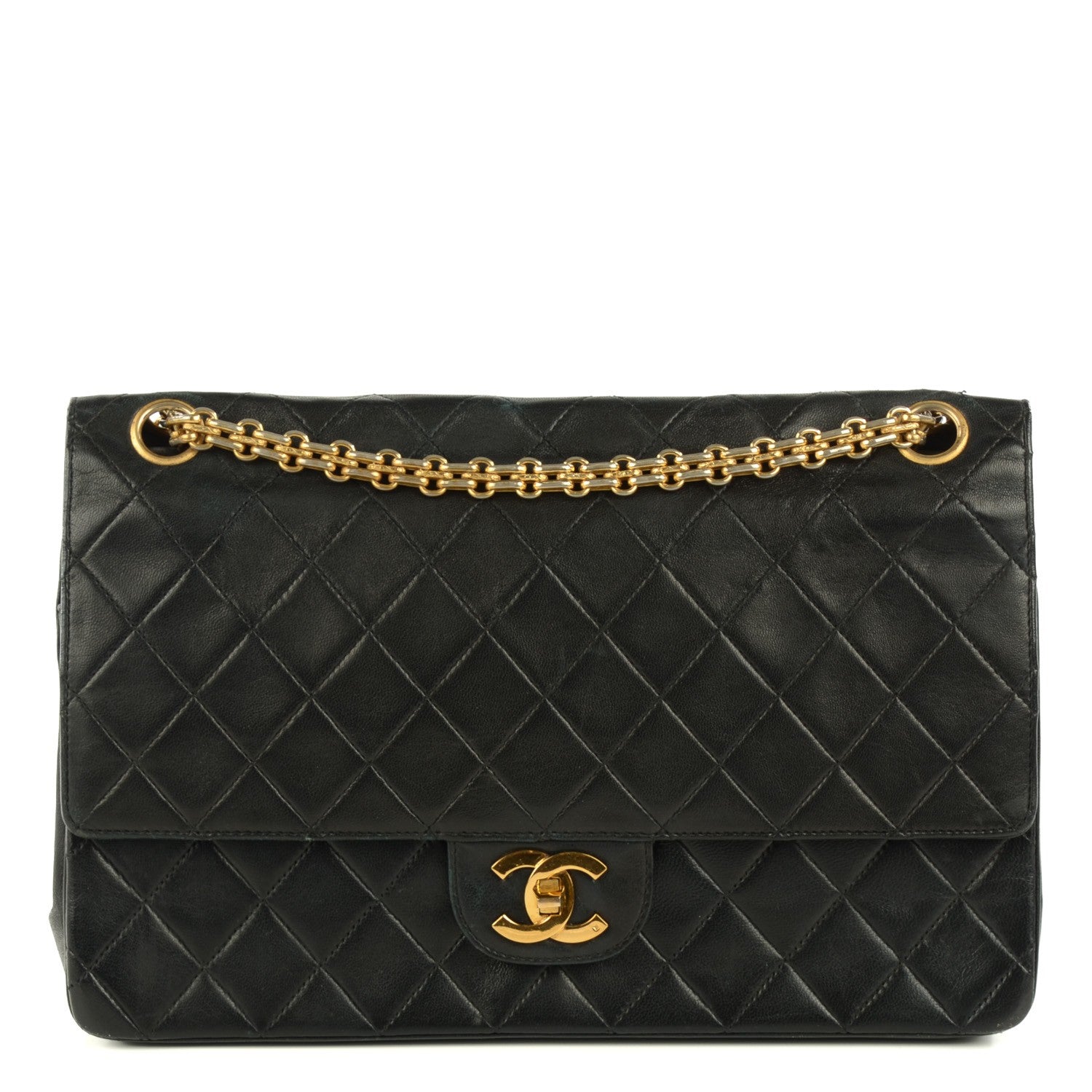 Chanel Lambskin Quilted Medium Double Flap Bijoux Chain Black 1 of 8