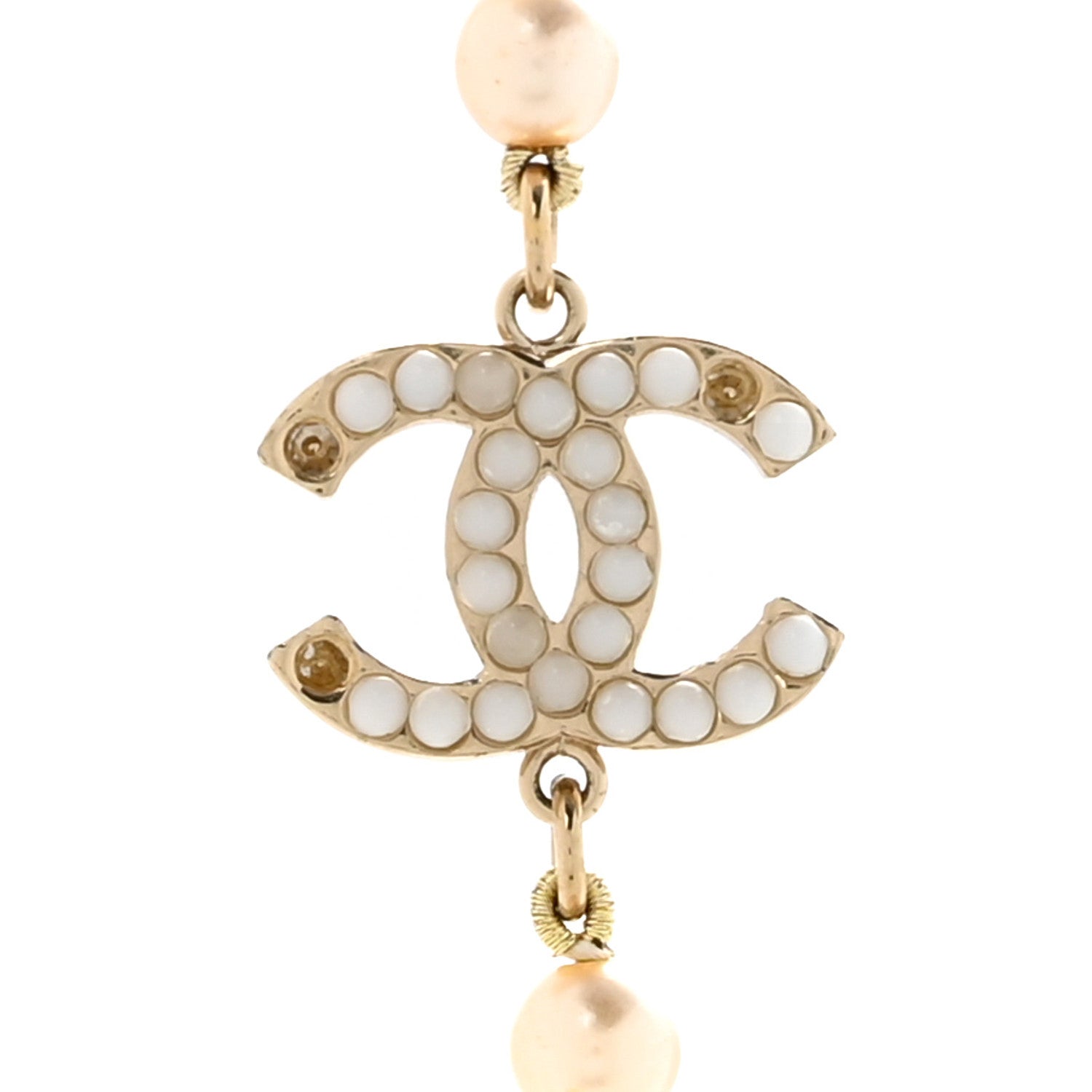 Chanel Pearl Multistrand CC Long Necklace Pearly White 6 of 8