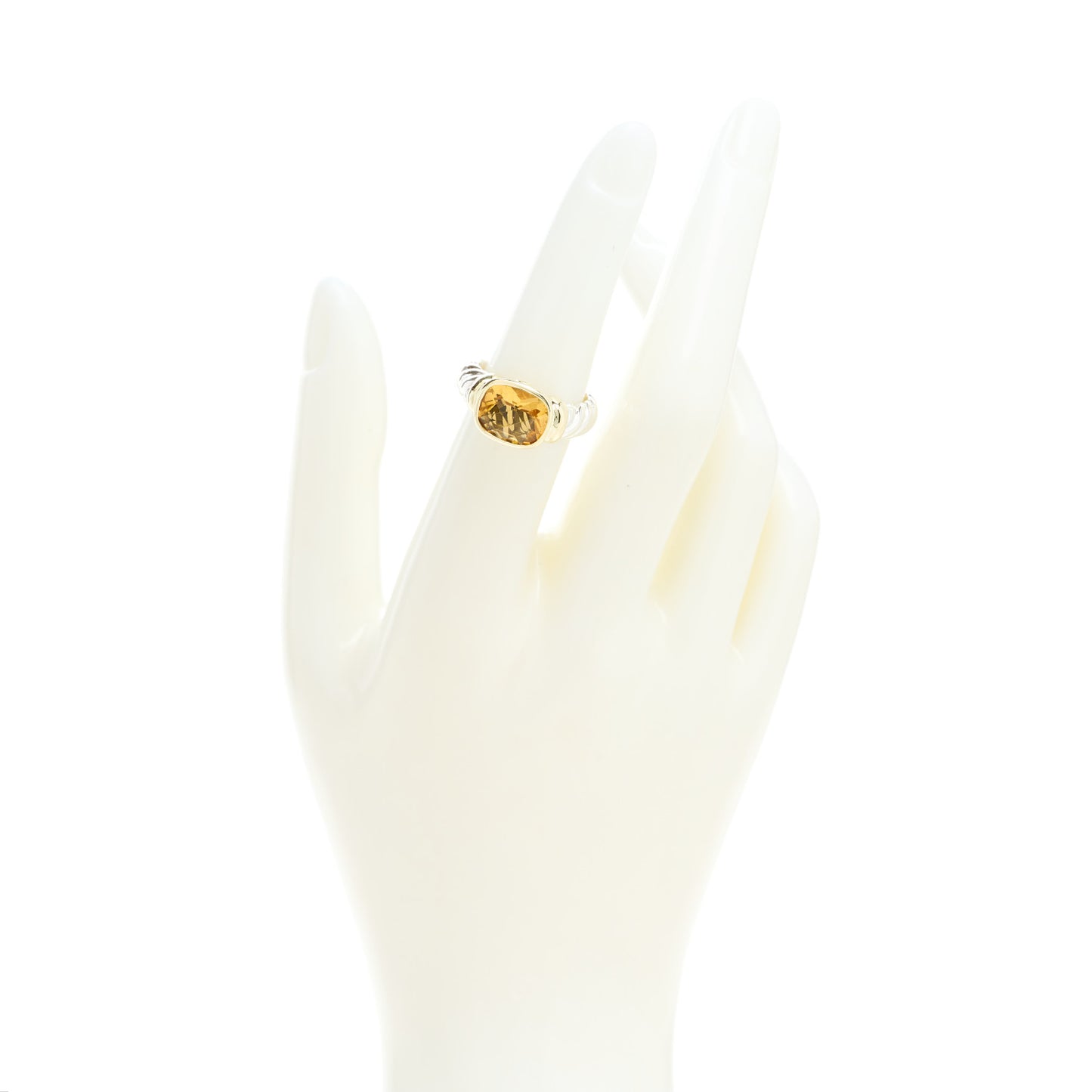 Sterling Silver 14K Yellow Gold Citrine 10mm Noblesse Ring 52 6