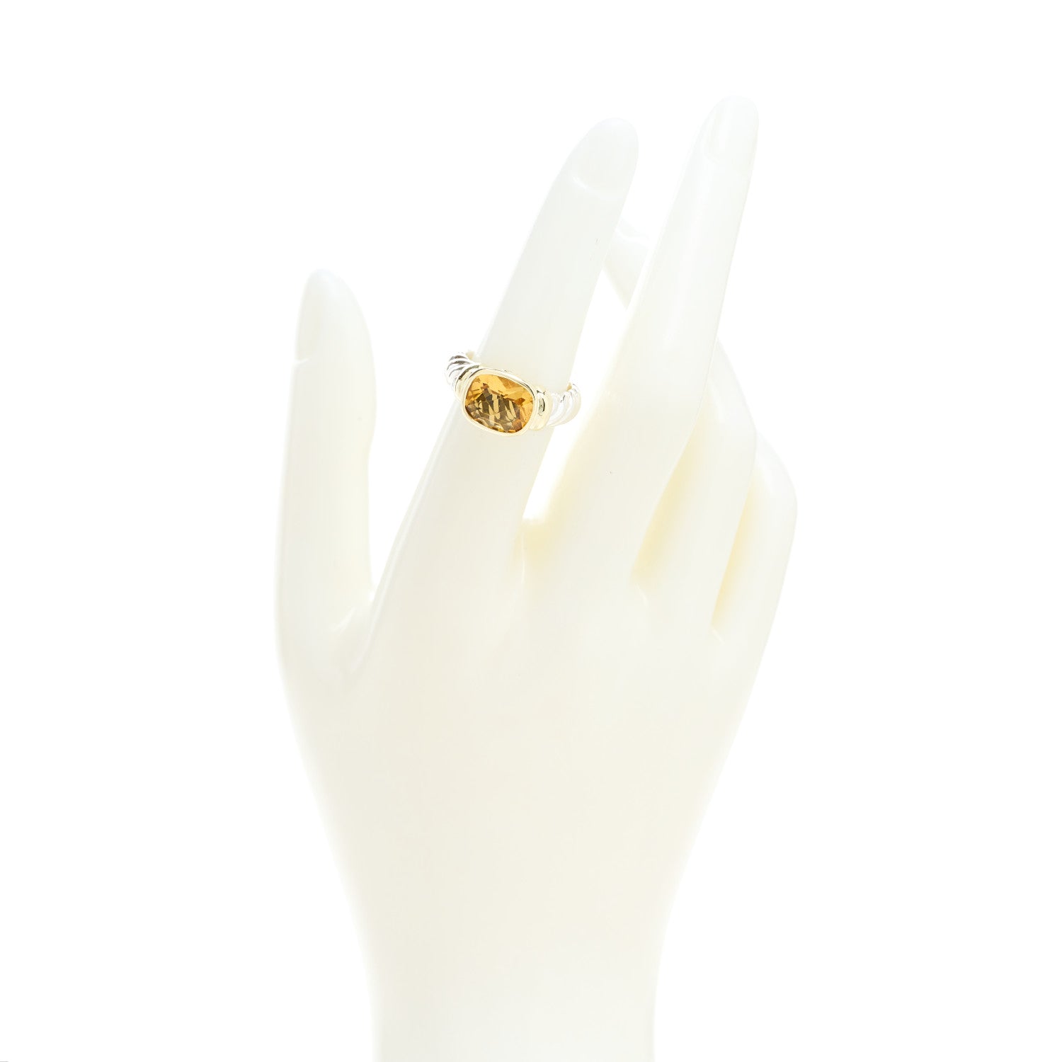 David Yurman Sterling Silver 14K Yellow Gold Citrine 10mm Noblesse Ring 52 6 2 of 7