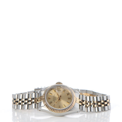 Rolex Stainless Steel 18K Yellow Gold 26mm Oyster Perpetual Date Watch Champagne 69173 3 of 7