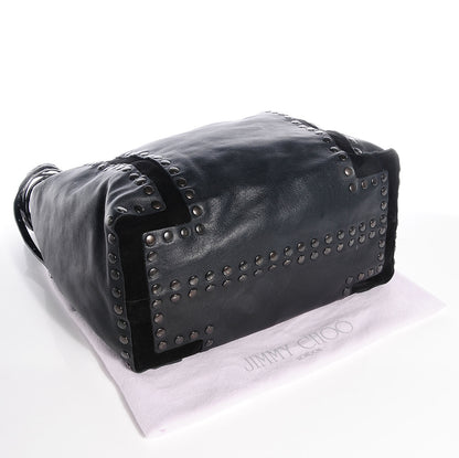 Jimmy Choo Leather Studded Medium Saba Hobo Black 4 of 9
