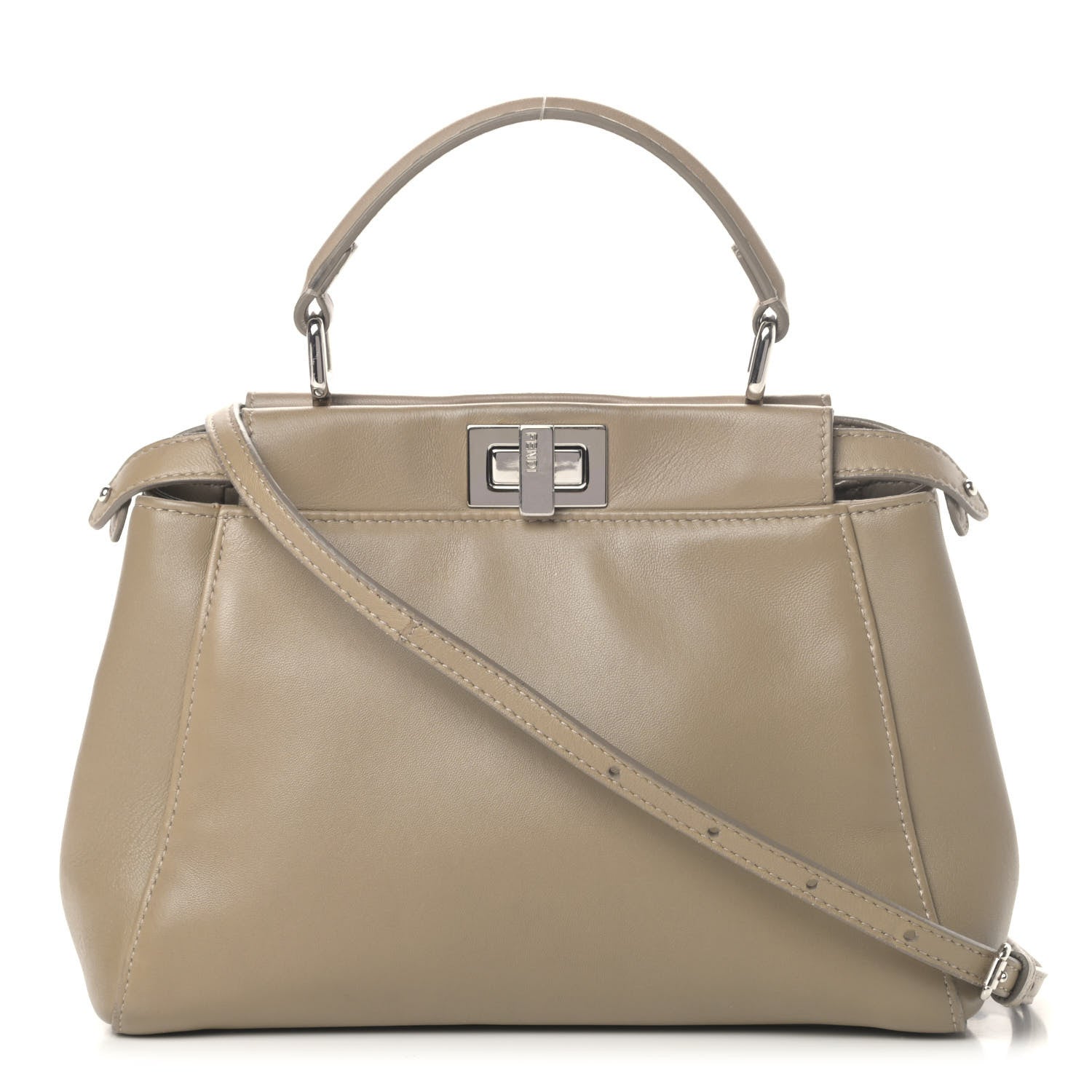 Fendi Nappa Mini Peekaboo Iconic Satchel Tortora 1 of 7