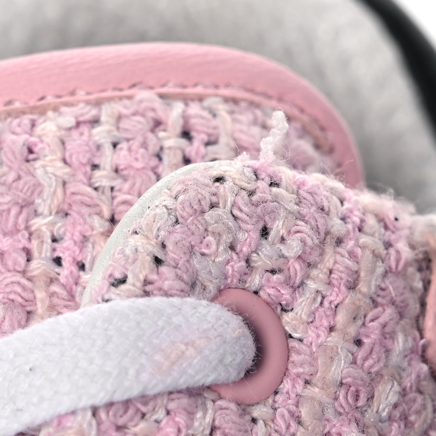 Chanel Tweed Suede Calfskin CC Sneakers 35.5 Gray Pink 9 of 9