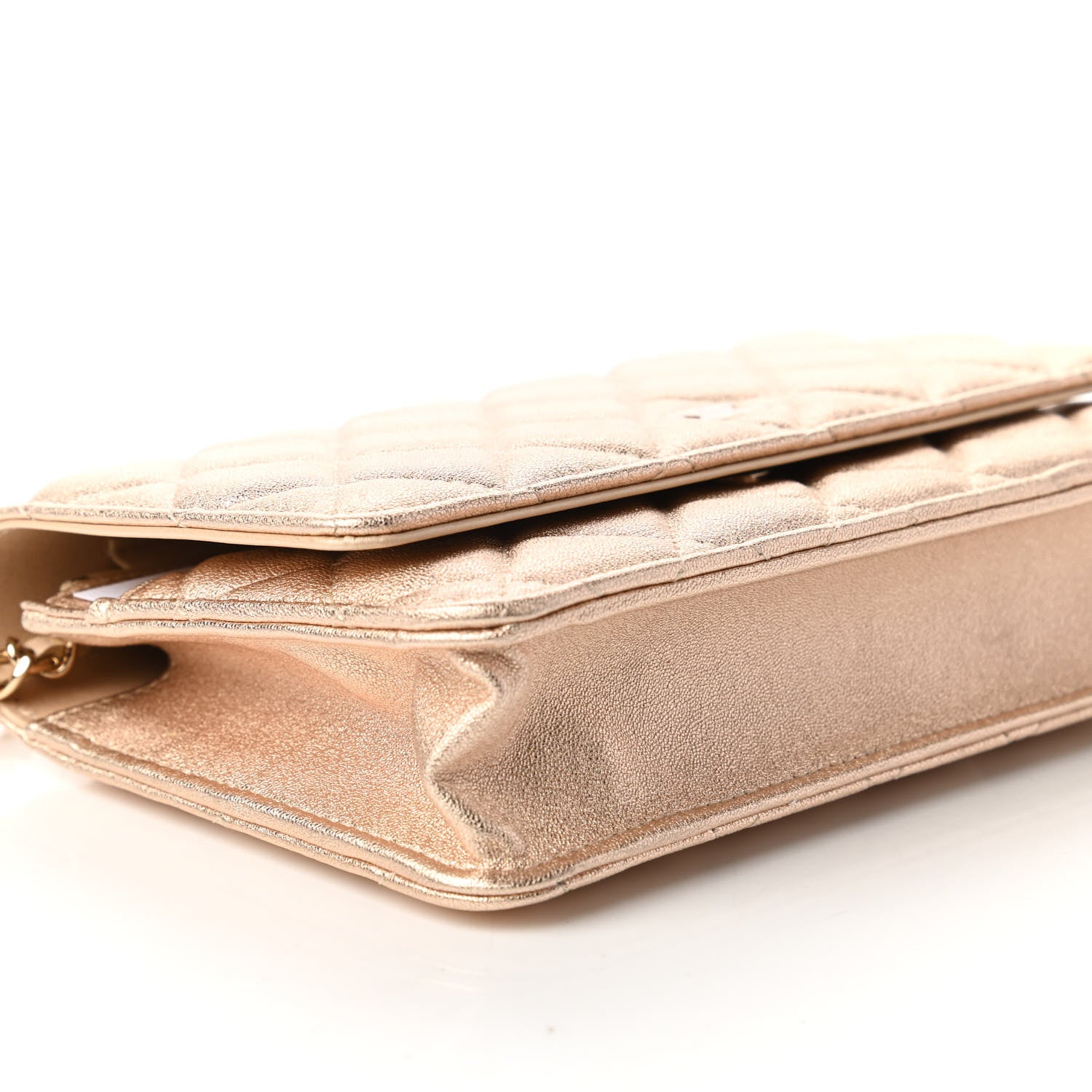 Chanel Metallic Lambskin Quilted Wallet On Chain WOC Gold 6 of 12
