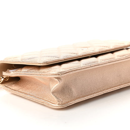 Chanel Metallic Lambskin Quilted Wallet On Chain WOC Gold 6 of 12